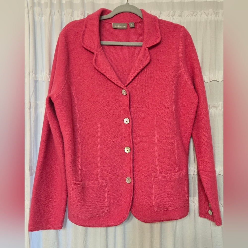 Croft & Barrow Fuchsia Button-Up Cardigan.  WOOL Size Large
